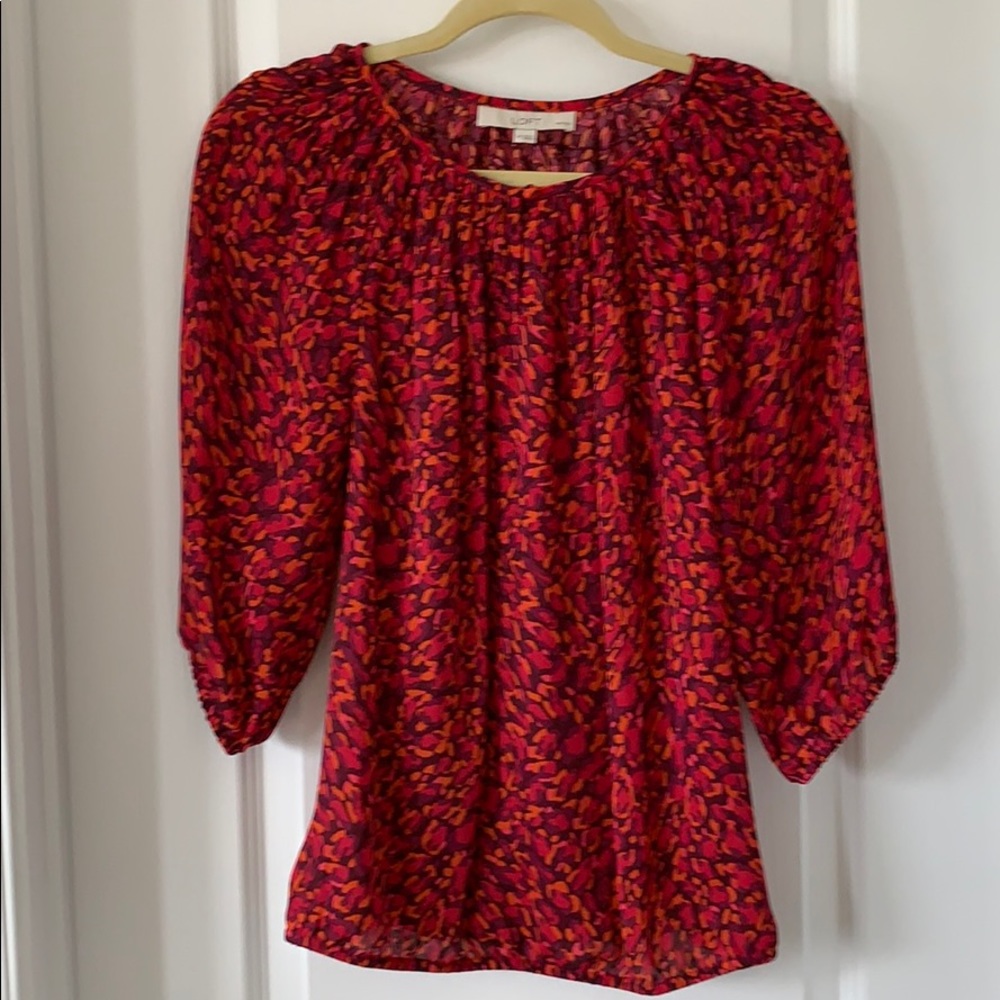 LOFT Print Keyhole Blouse